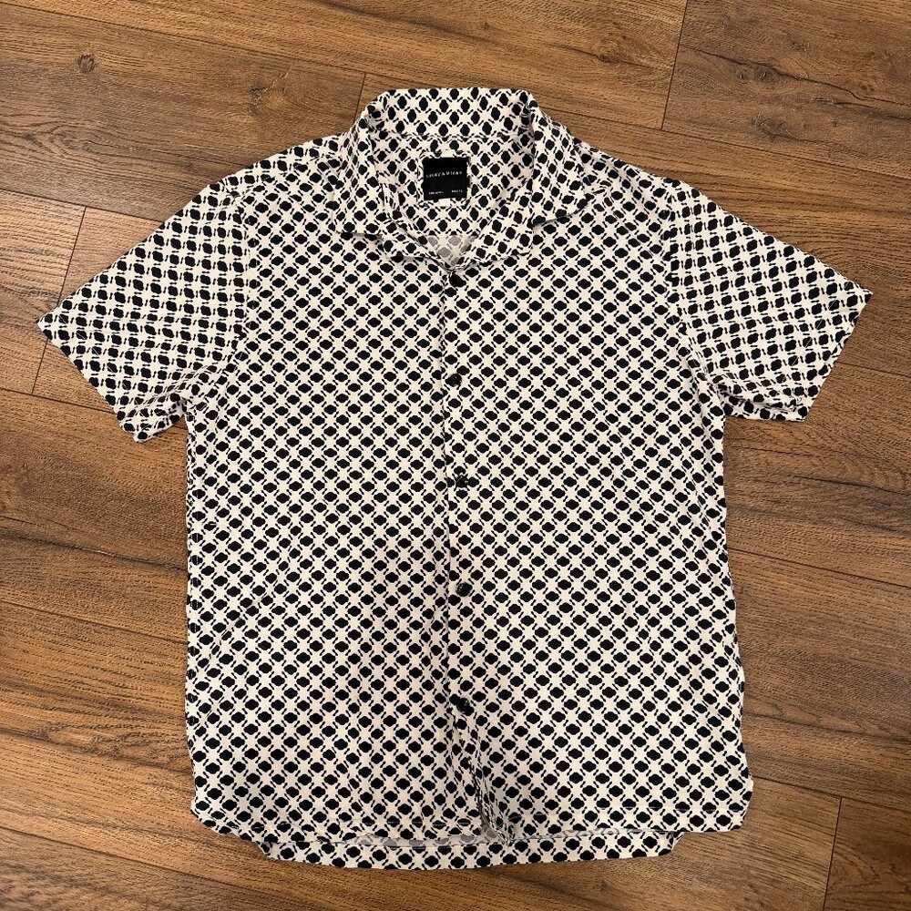 Ricky & Micky Black & White Geometric Print Short Sleeve Shirt - Size 42 (EUR/US